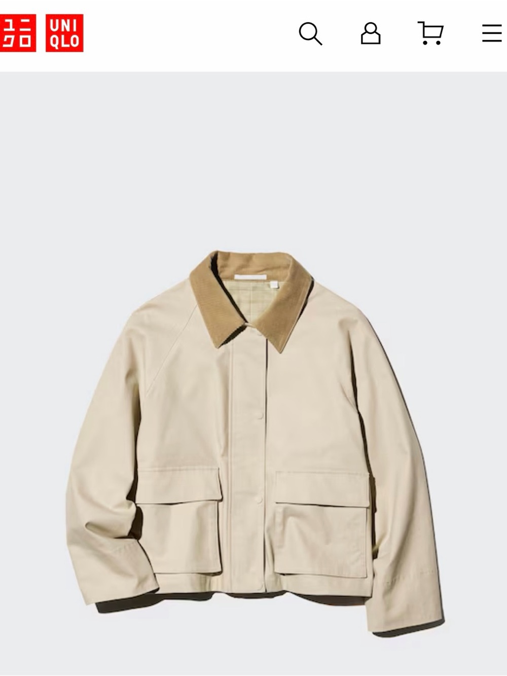 UNIQLO Barn short jacket with Tan Corduroy Collar from Japan